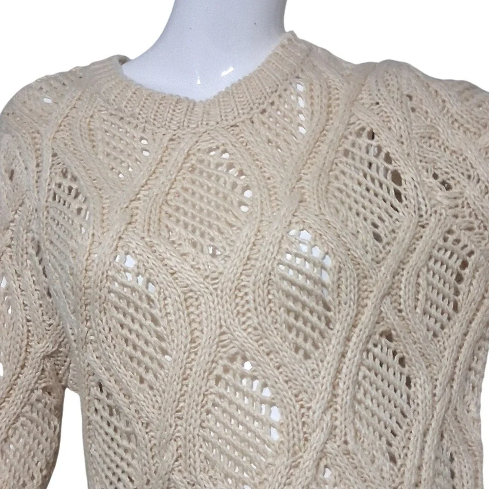 Forever 21+ Womens size 1X Chunky  Open knit Crew Fisherman Grandpa Cozy Sweater